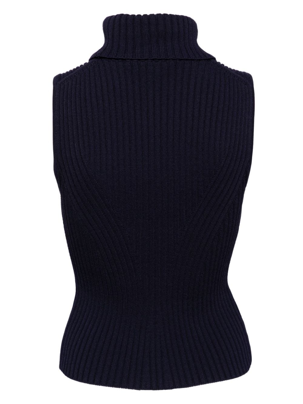 roll-neck sleeveless knit top - 2