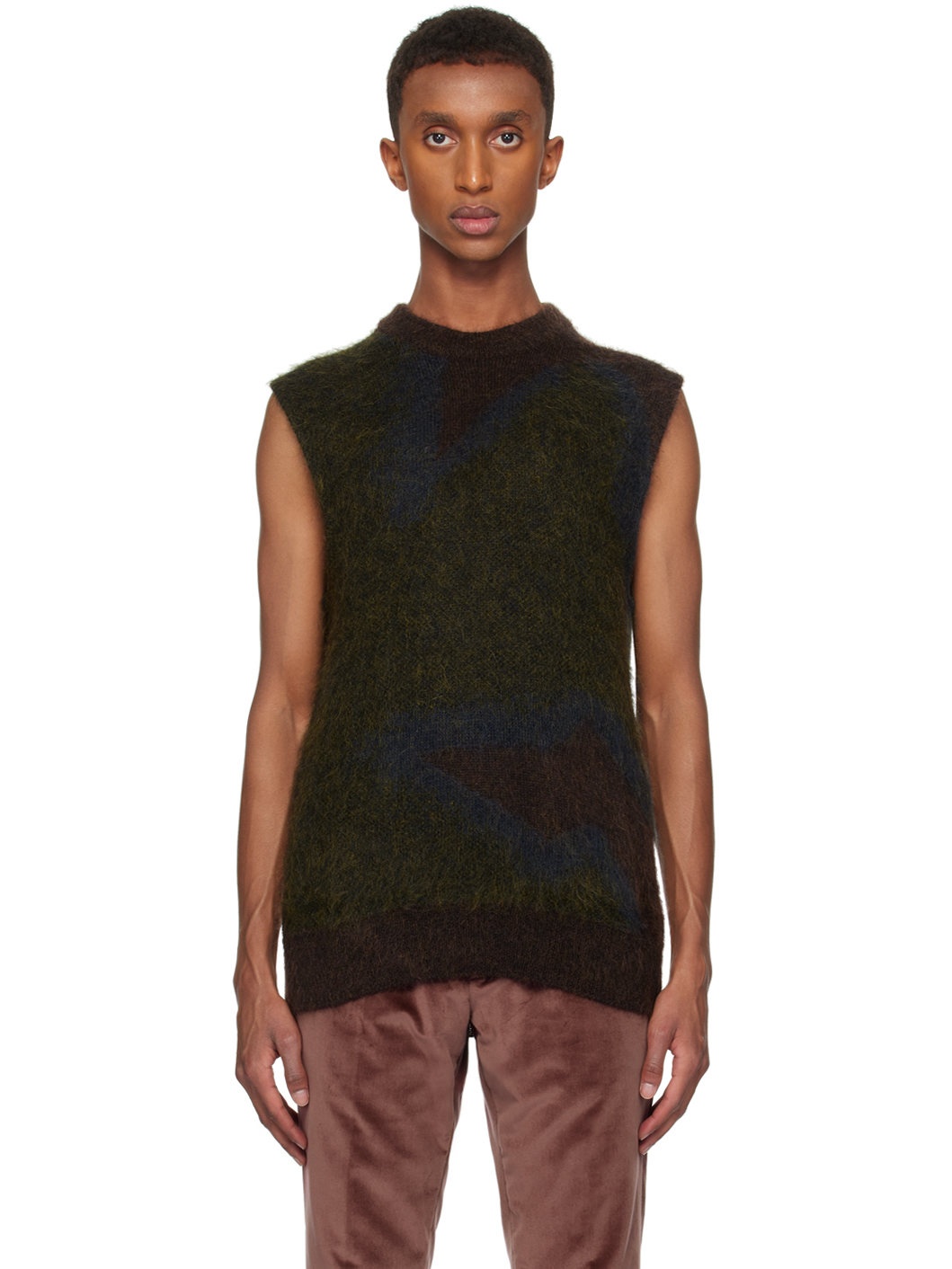 Khaki Photogram Leaves Vest - 1