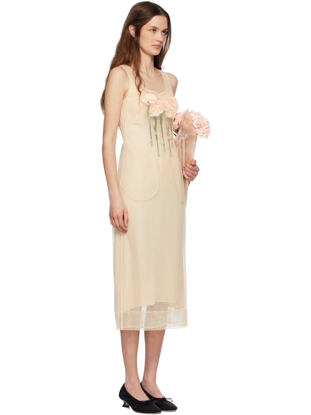 Beige Carnation Dart Midi Dress - 2