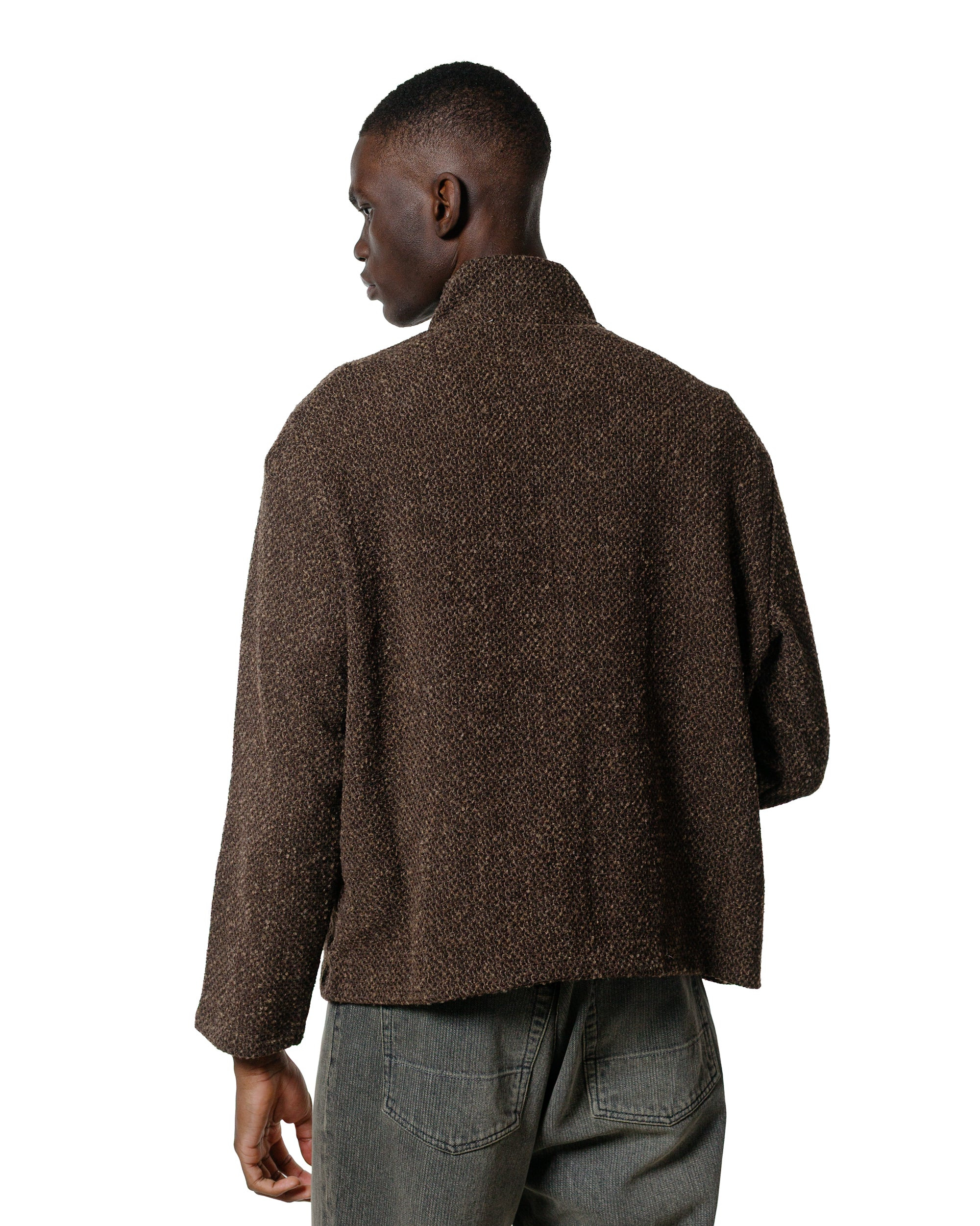Shrunken Full Zip Polo Brown Sparse Buckle Weave - 3