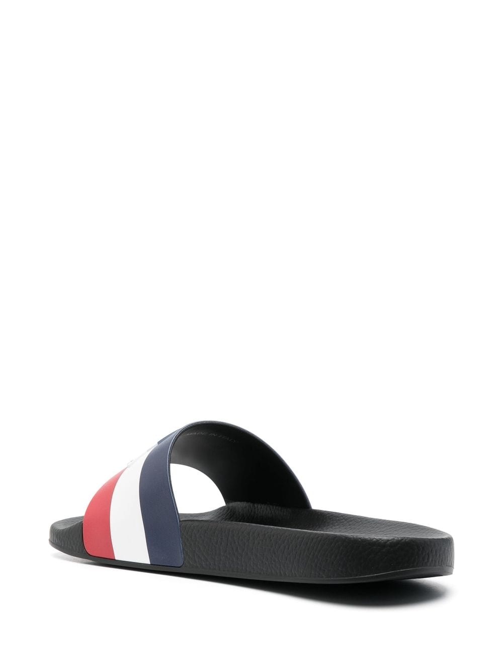 striped logo-embossed slides - 3