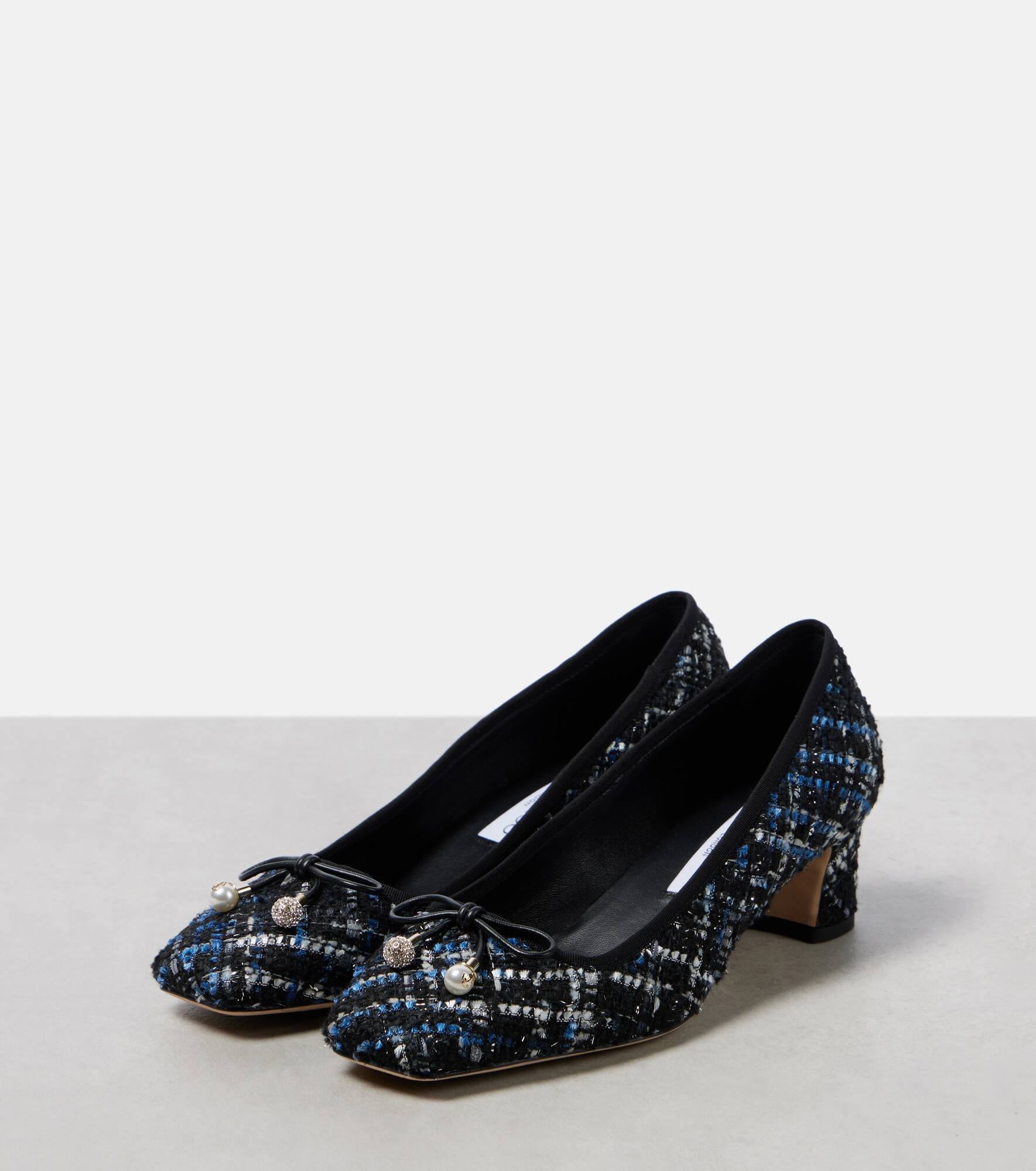 Elme 45 bow-detail tweed pumps - 4