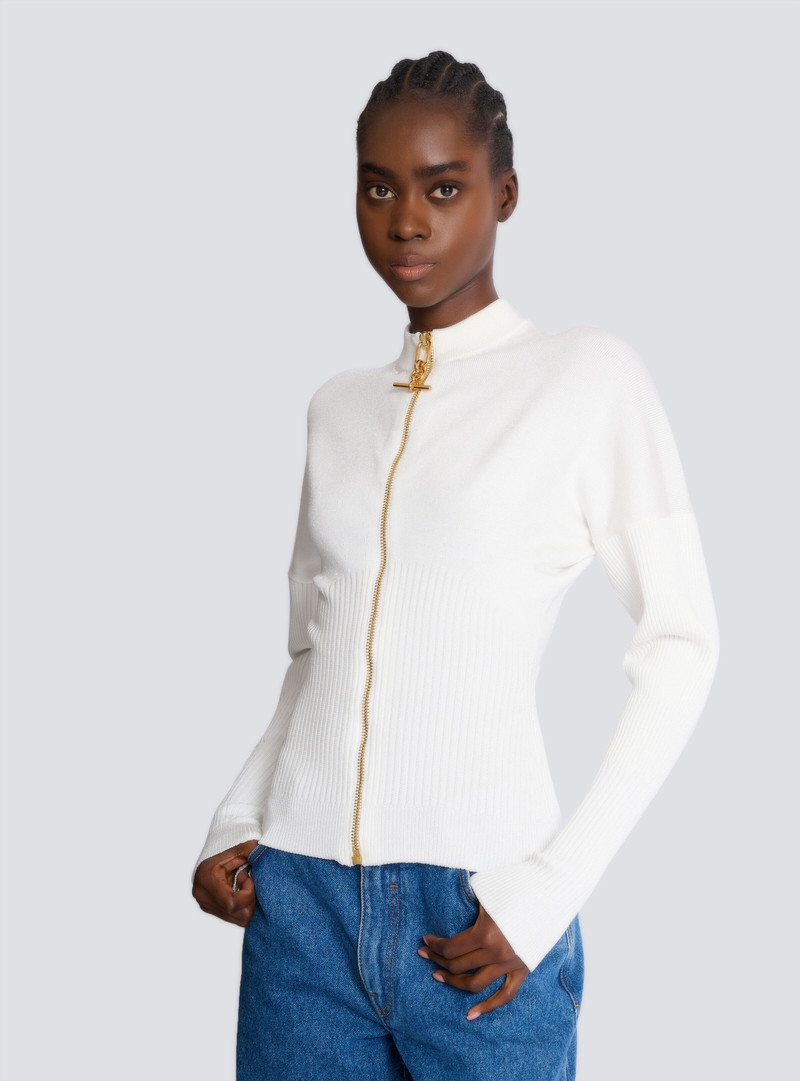 Zipped knit cardigan 7