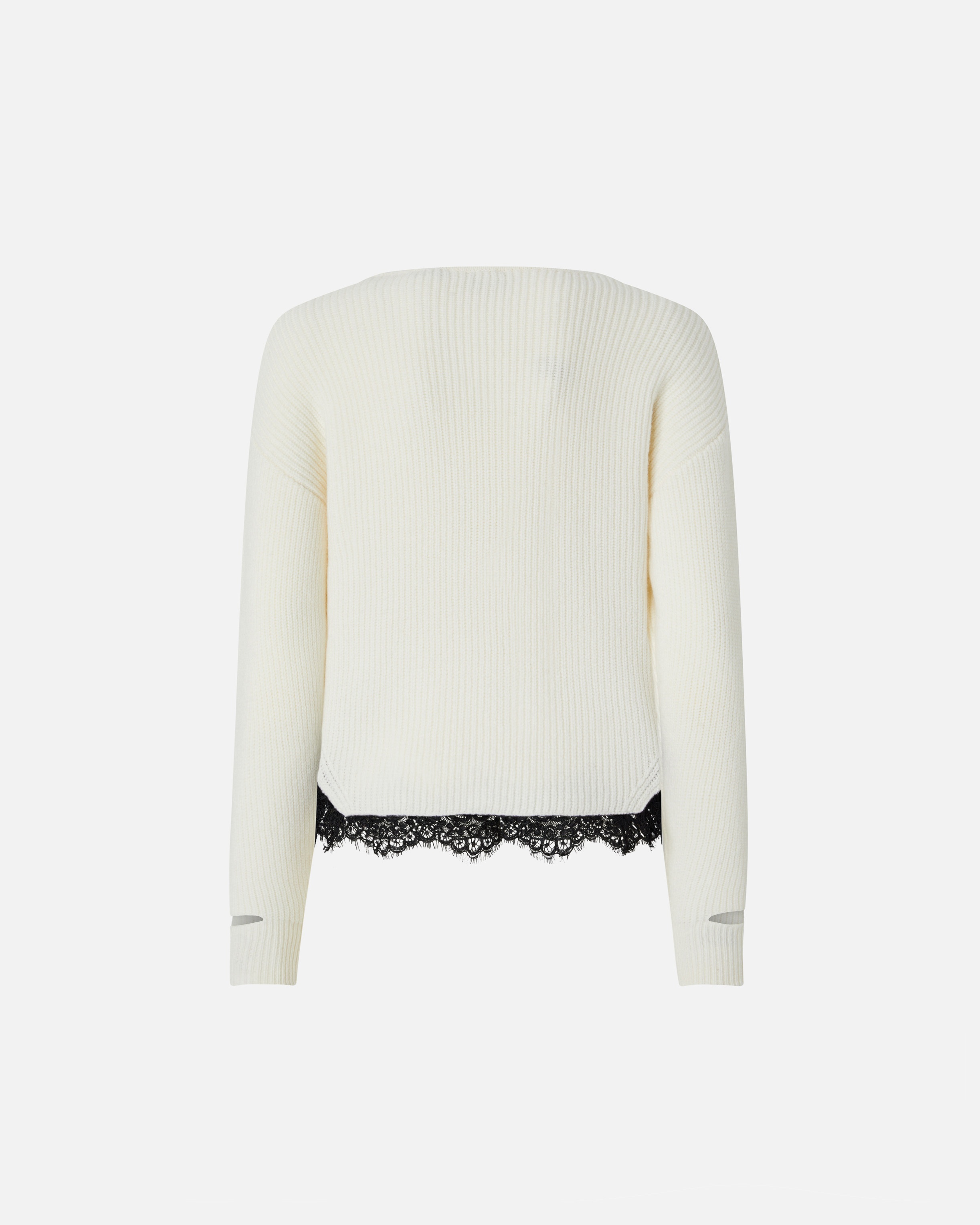 RIBBED SWEATER WITH LACE AT THE HEM - 6