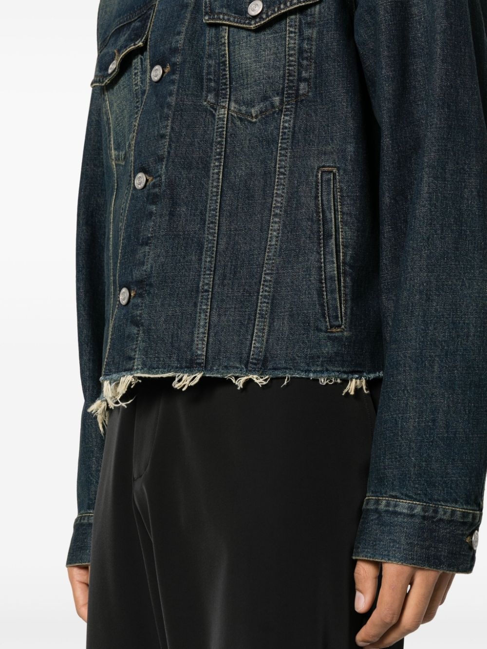 frayed-hem denim jacket - 5