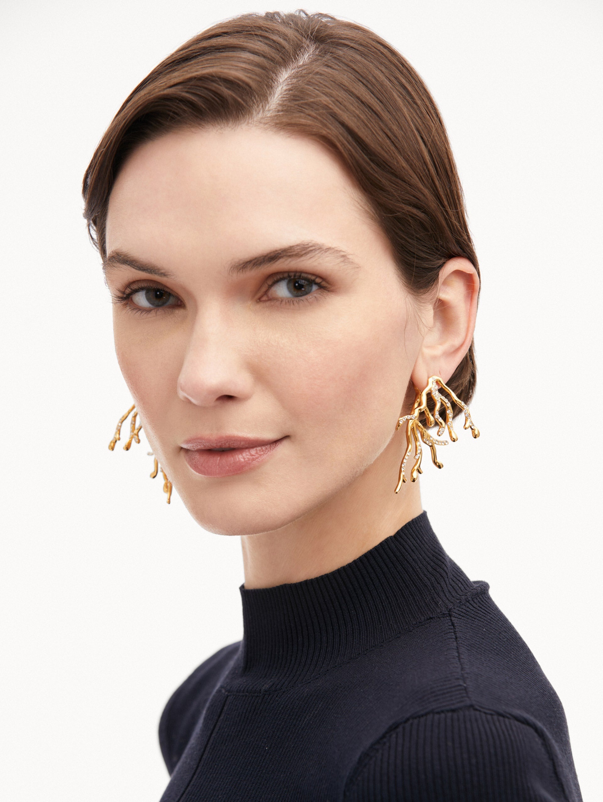 CORAL & GOLD DROPS EARRINGS - 2