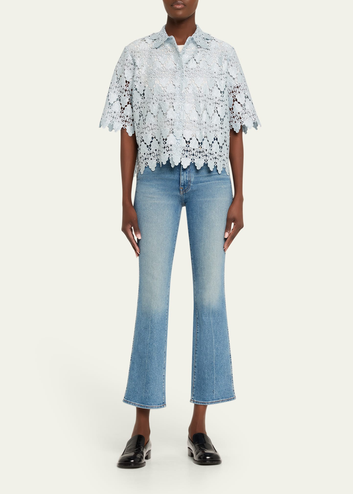 Lace Button-Front Shirt - 2
