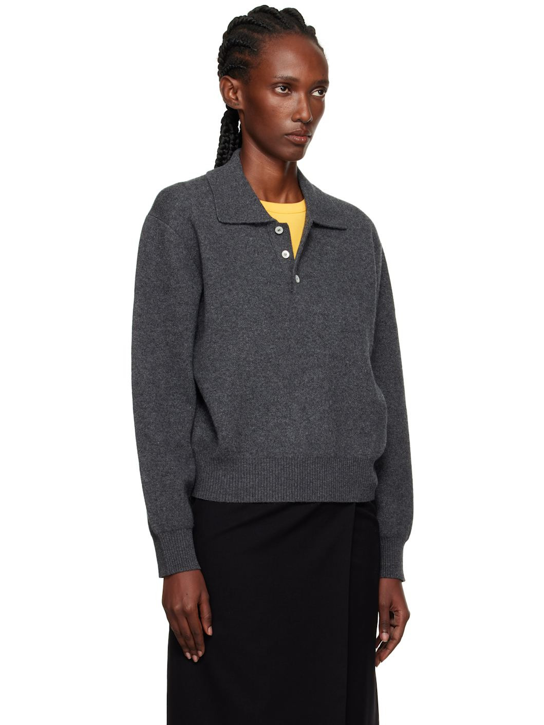 Gray Collared Sweater Polo - 2