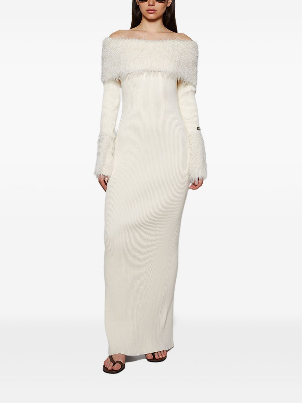 ribbed faux-fur trimmed dress - 2