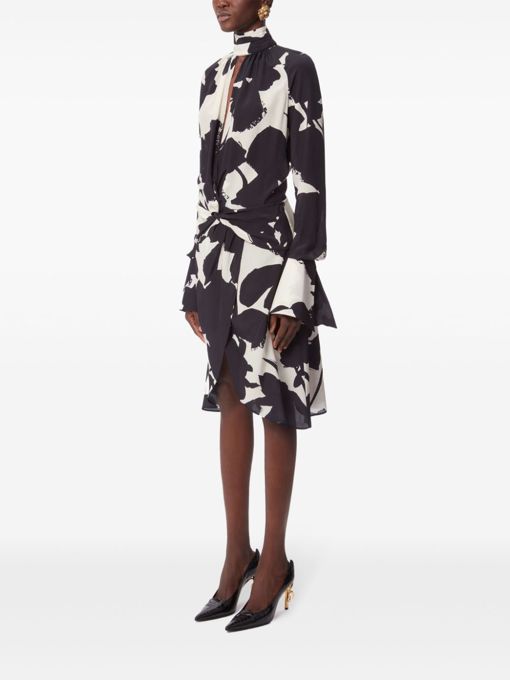 abstract-print high-neck dress - 3