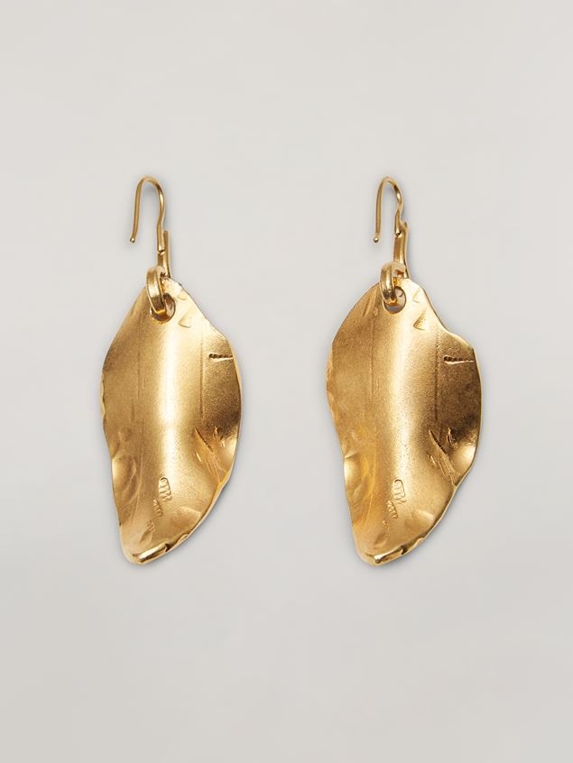 NATURE EARRINGS IN METAL WITH LEAF-SHAPED PENDANT - 3