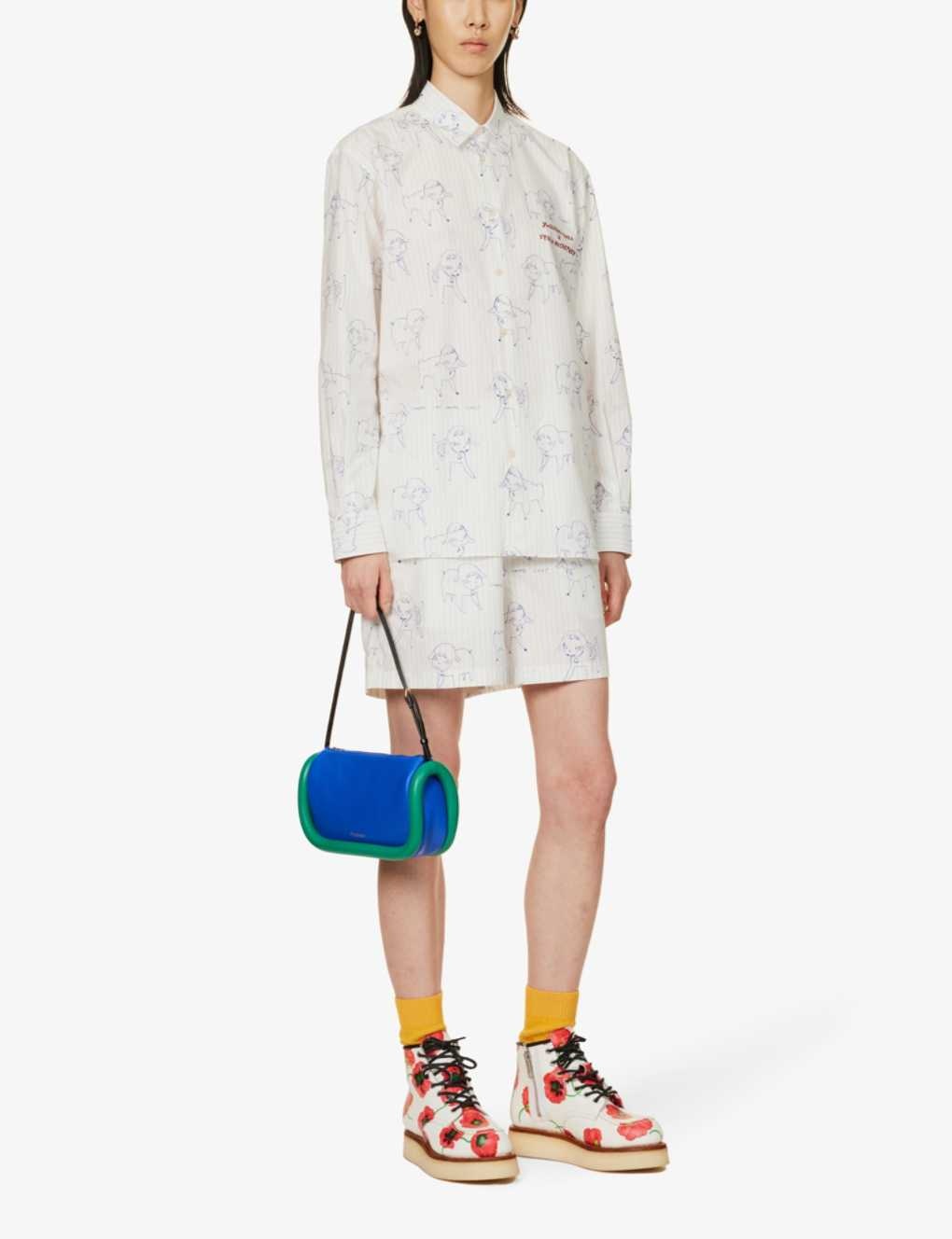 Yoshitomo Nara x Stella McCartney graphic-print cotton-poplin shorts - 2