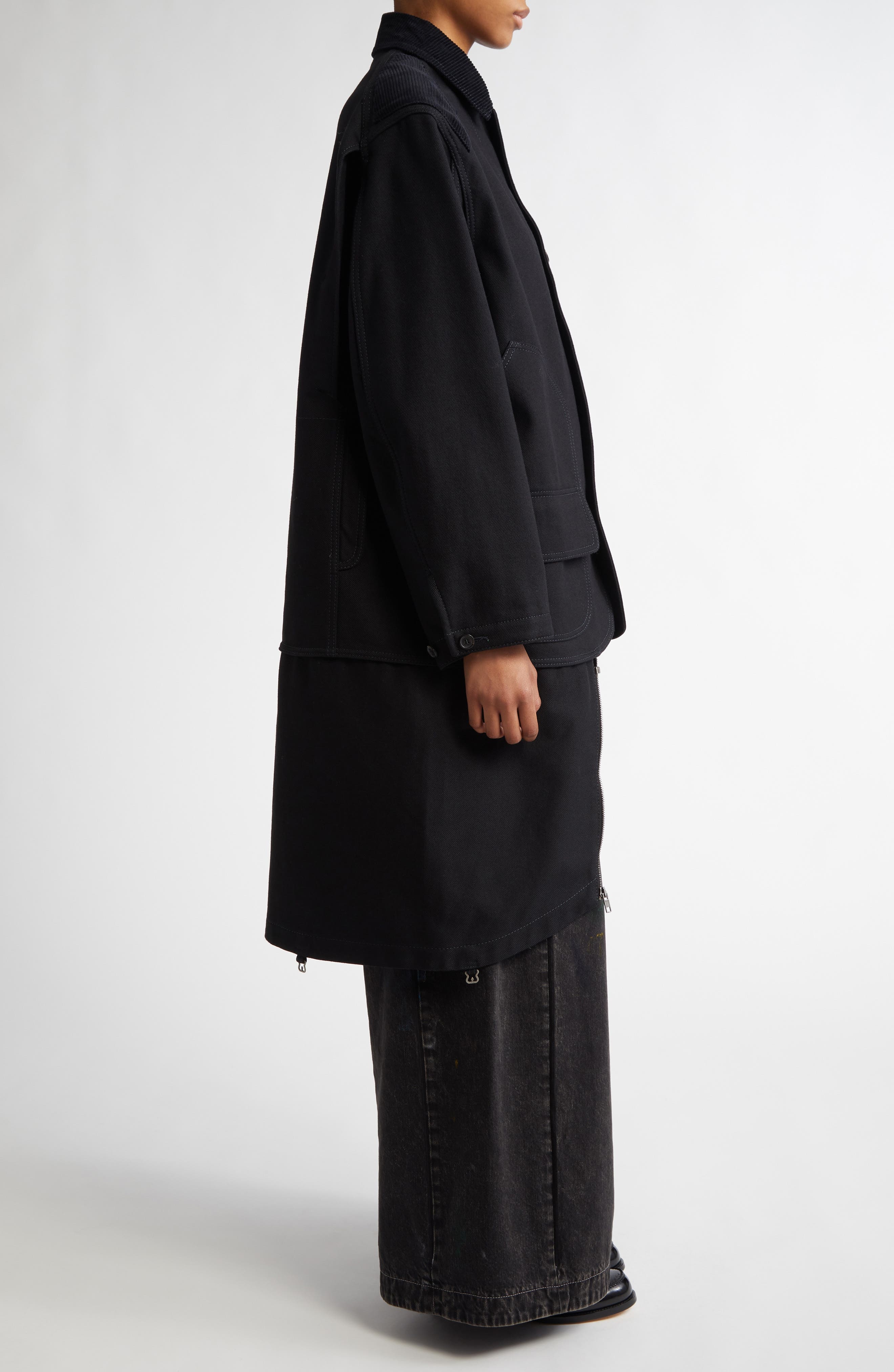 Maison Margiela Heavy Cotton & Wool Reversible Double Coat in Black at Nordstrom - 5
