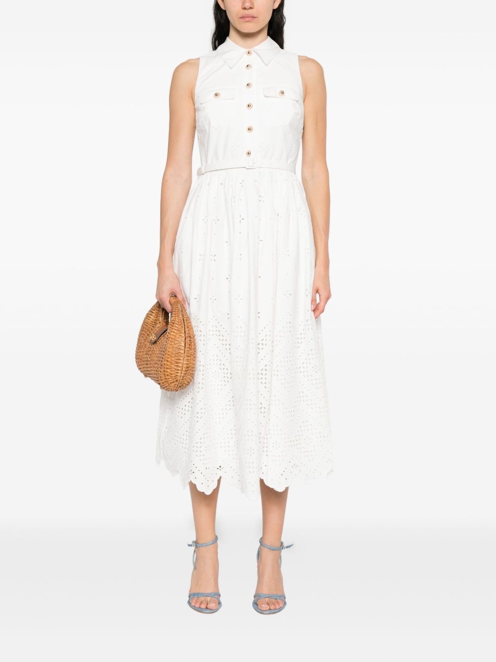 embroidered belted dress - 2