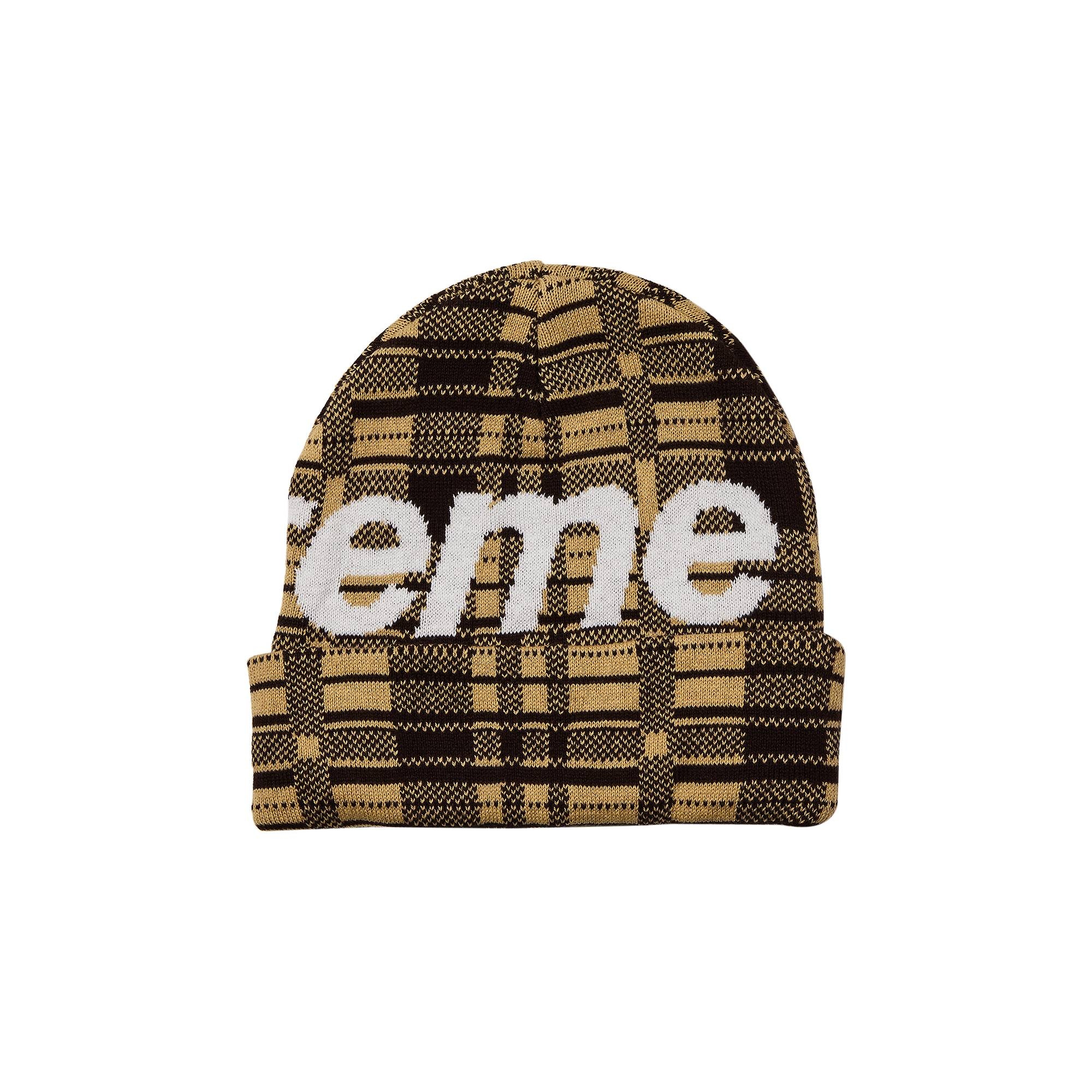 Supreme Supreme Big Logo Beanie 'Tan Plaid' | REVERSIBLE