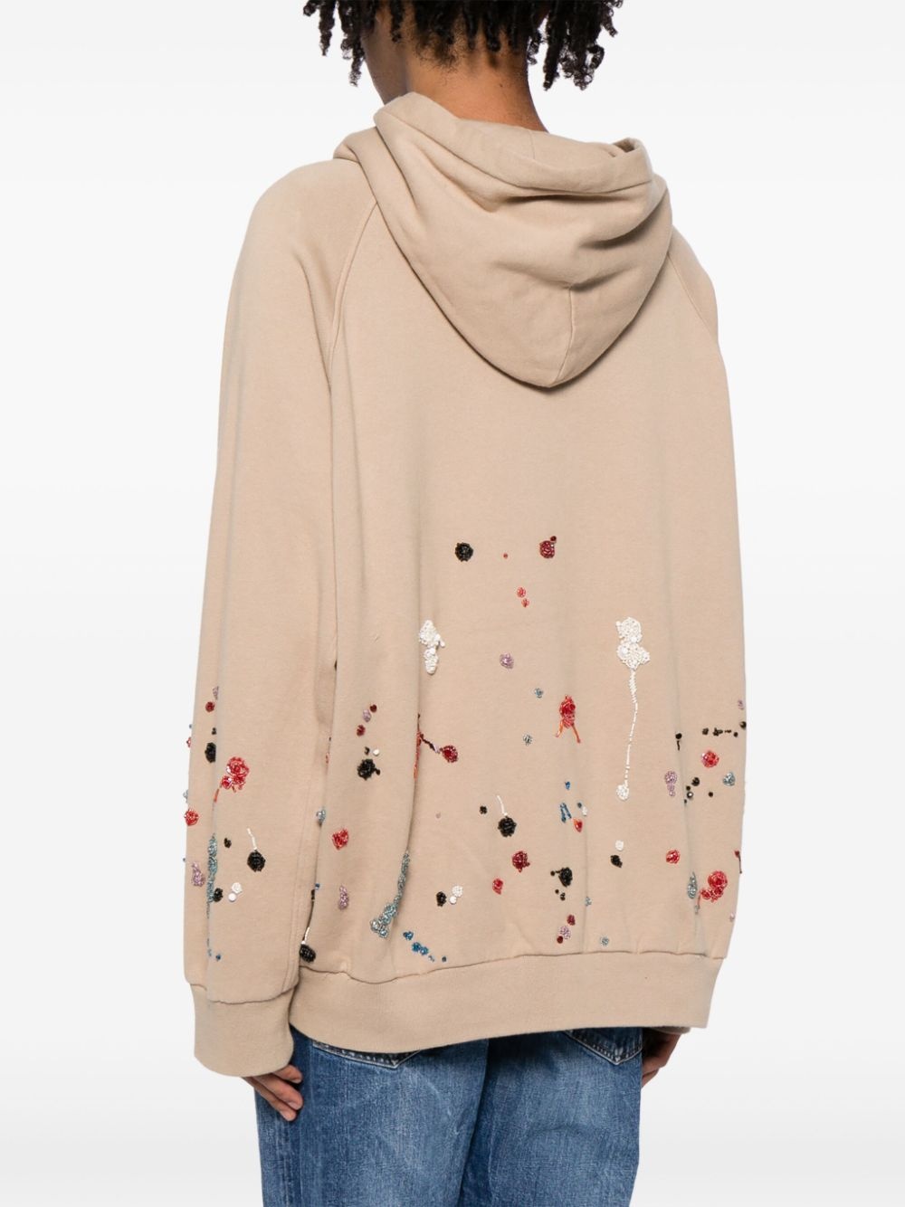 bead-embellished cotton hoodie - 4