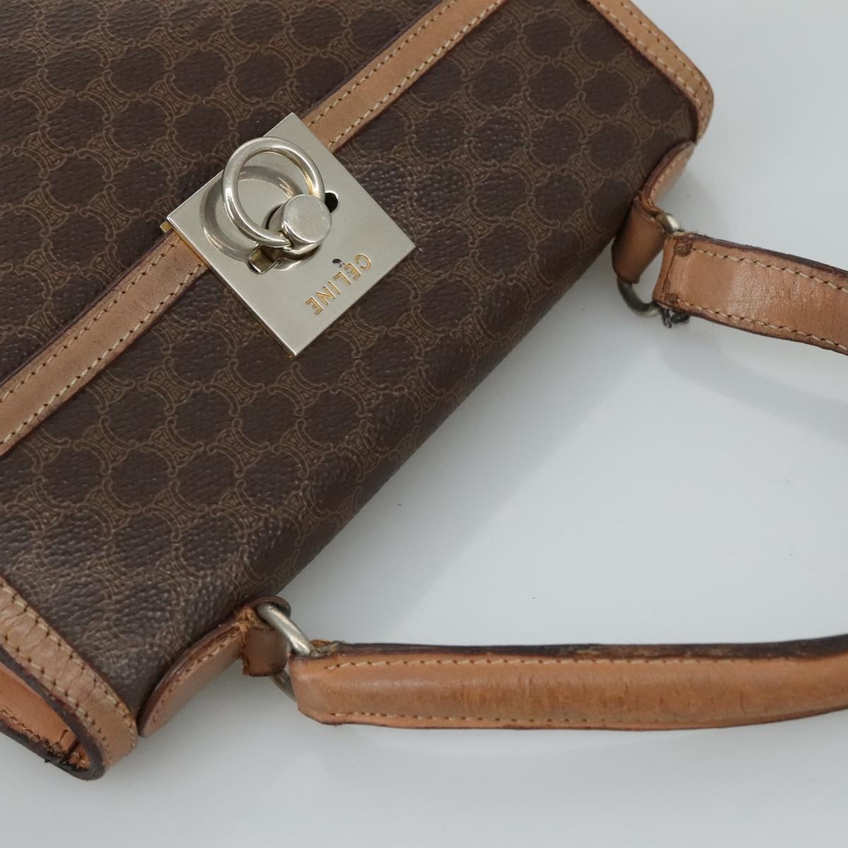 CELINE Macadam Canvas Hand Bag Pvc Leather Brown - 6
