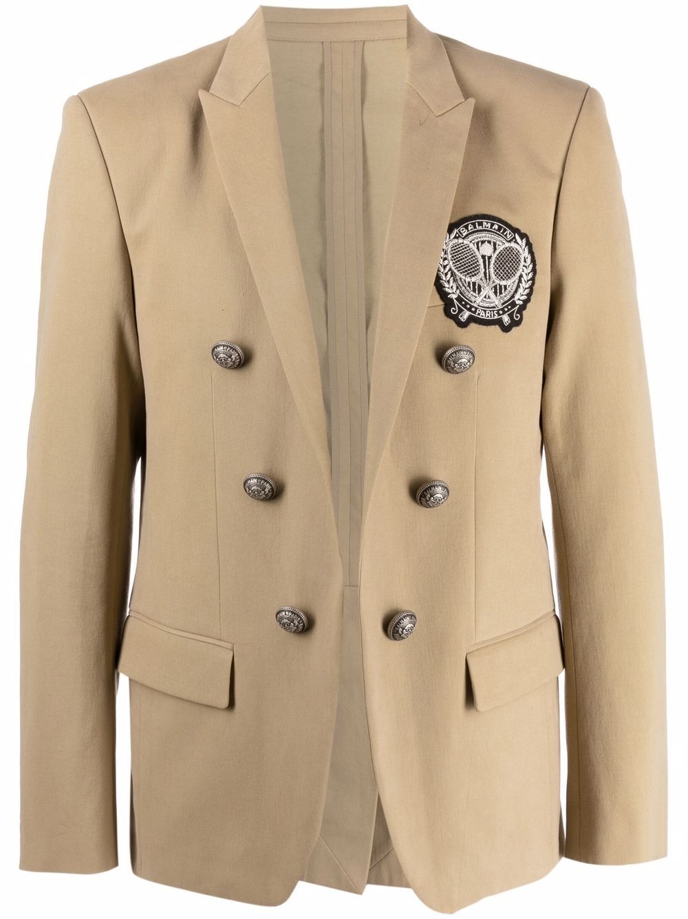 badge double-breasted blazer - 1