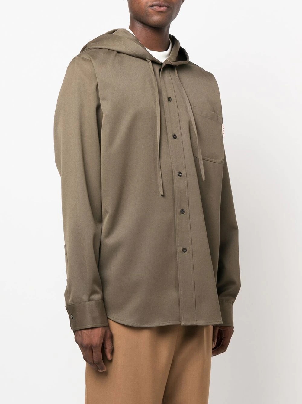 hooded wool shirt jacket - 3