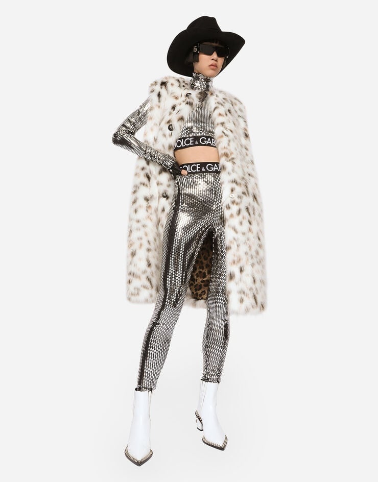 Long lynx-effect faux fur vest - 5