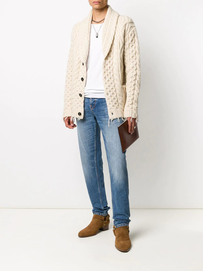 Alanui cable-knit raw-edge cardigan outlook