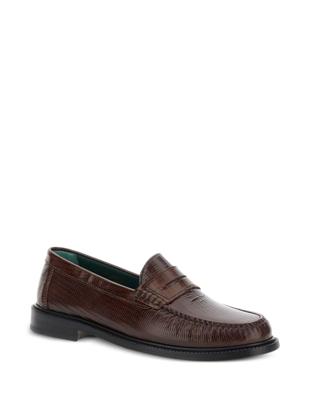 lizard skin-embossed leather loafers - 2