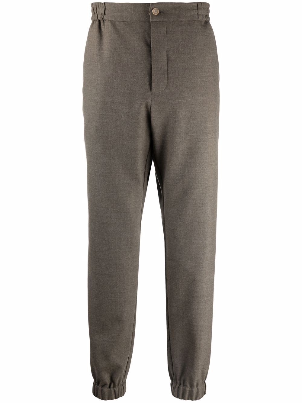 elasticated stretch-wool trousers - 1