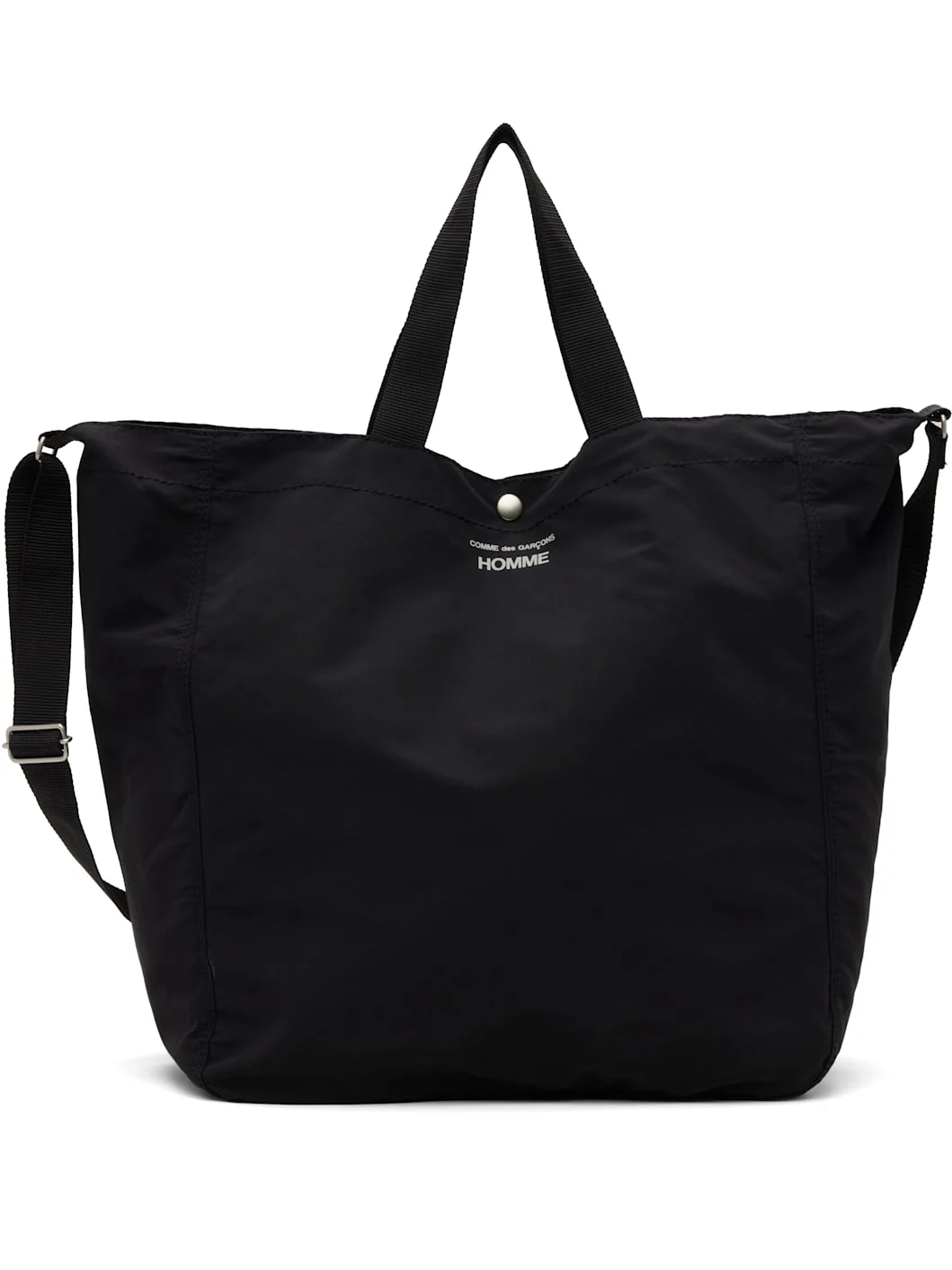 Black Cotton Nylon Grosgrain Tote - 1