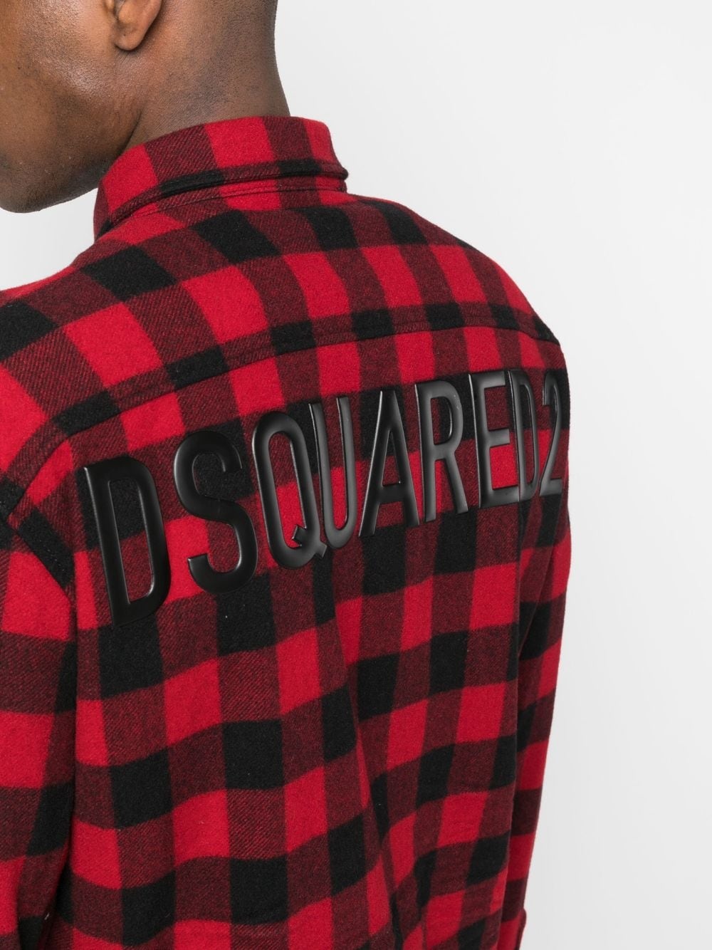 check-pattern wool-blend shirt - 5
