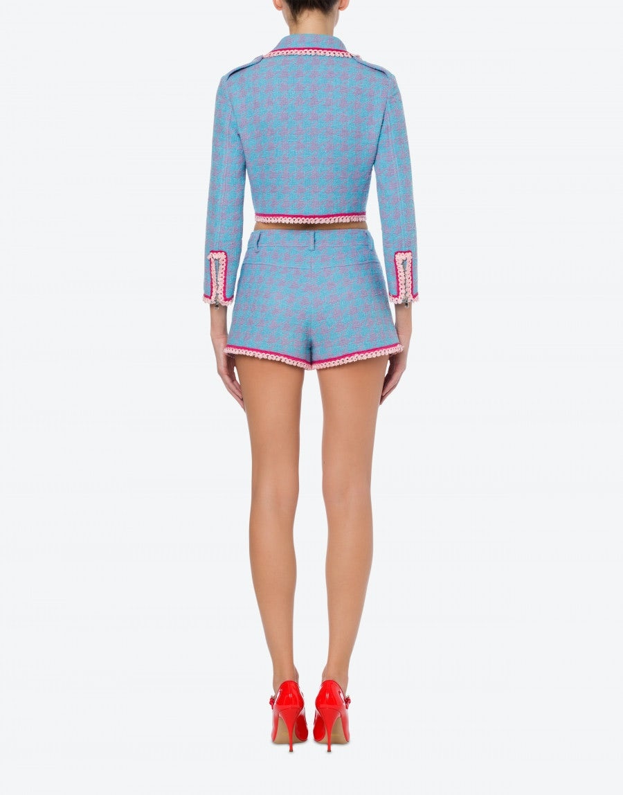 HOUNDSTOOTH CROPPED JACKET - 3