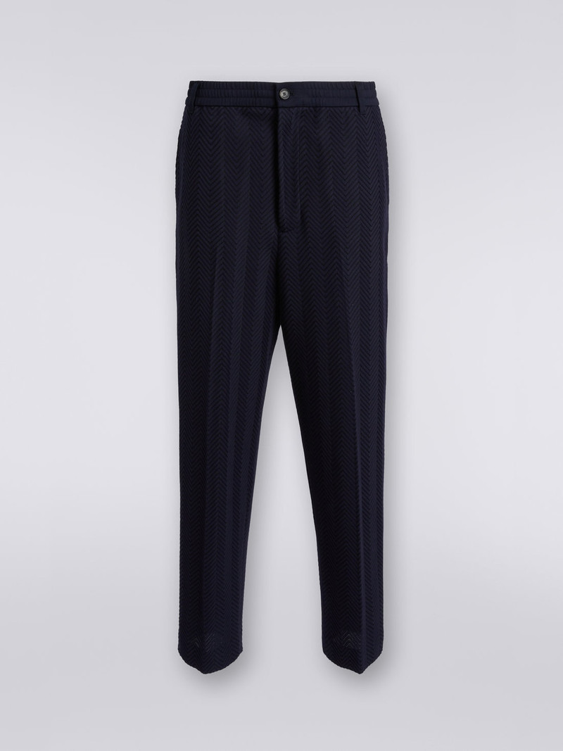 Classic plain cotton and viscose chevron trousers 1