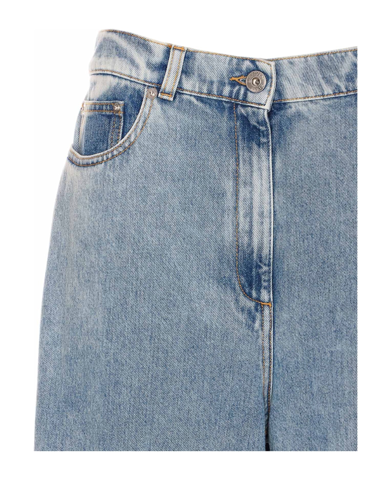 Wide Leg Denim Pants - 5