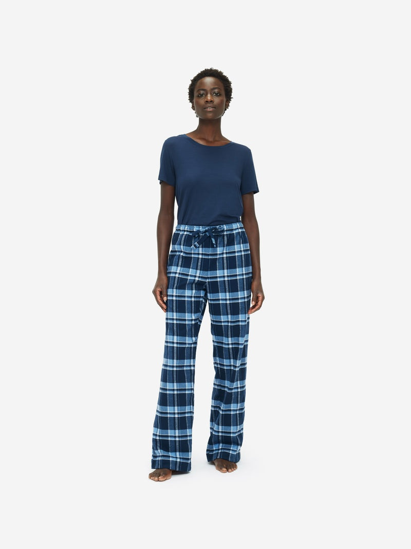 Derek Rose Women's Lounge Trousers Kelburn 22 Brushed Cotton Navy outlook