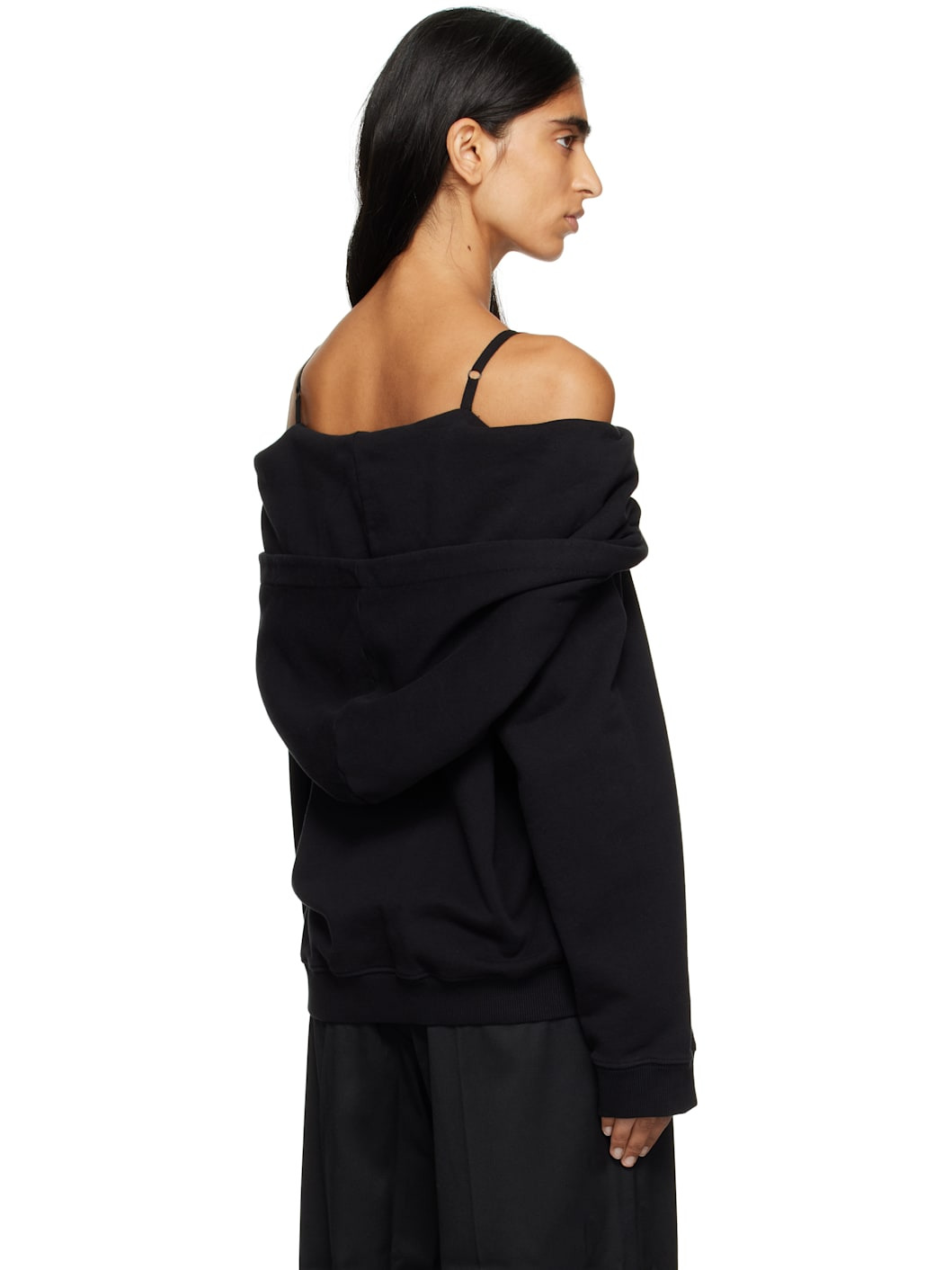 Black Off-The-Shoulder Hoodie - 3