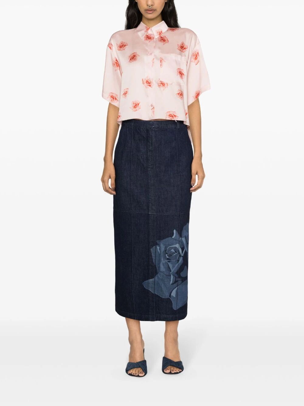 'kenzo rose' cropped dropped shoulders shirt - 4