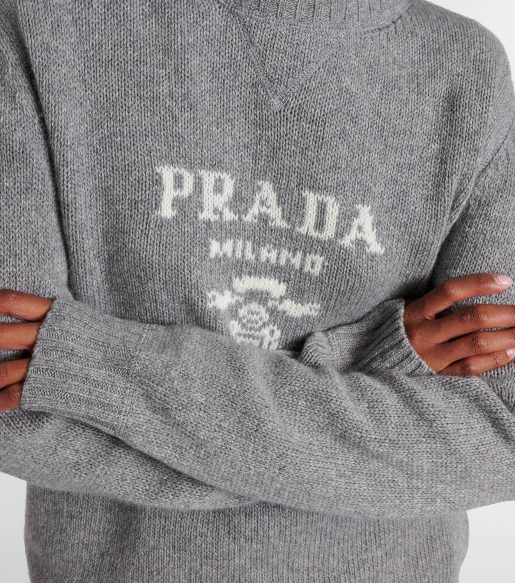 Logo intarsia wool and cashmere sweater - 5