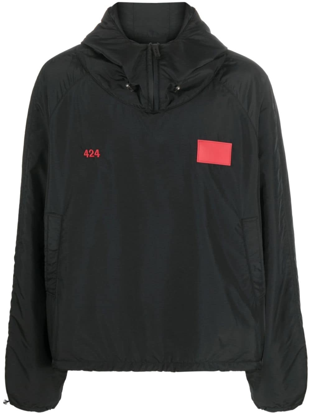 logo-patch drawstring hooded jacket - 1