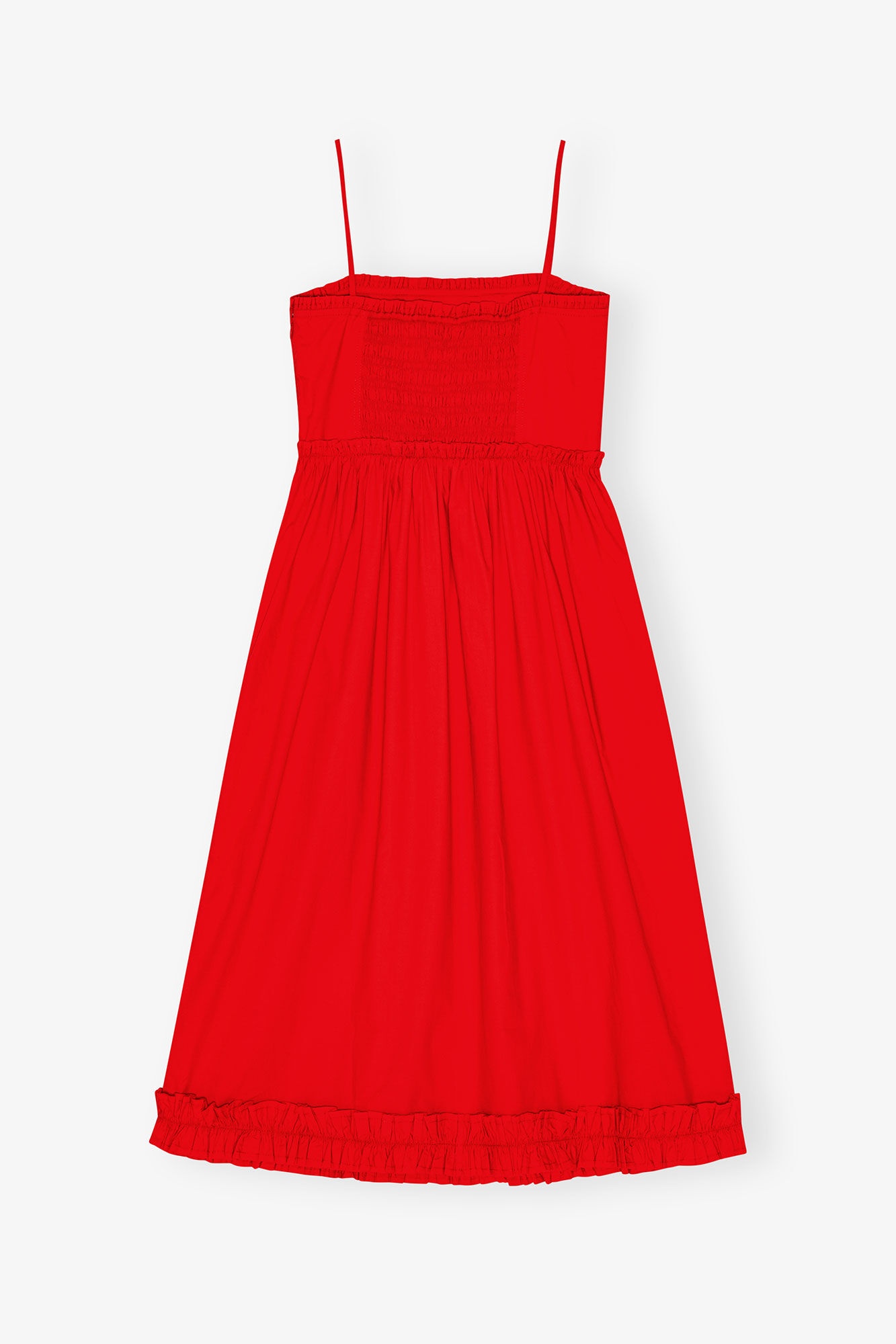 RED COTTON POPLIN STRAP DRESS - 5
