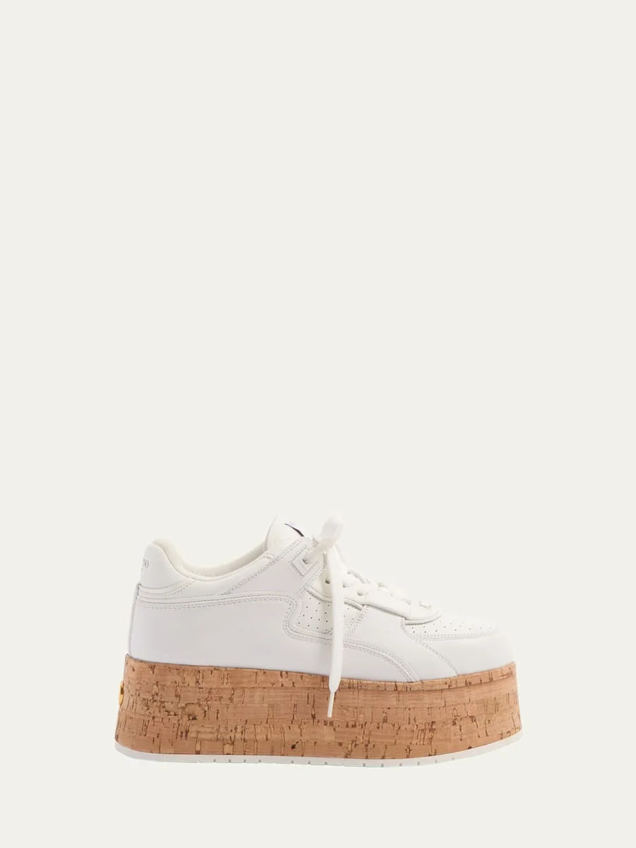 Leather Cork Platform Sneakers - 1