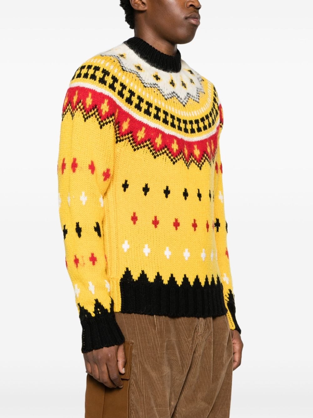 patterned-jacquard crew-neck jumper - 3