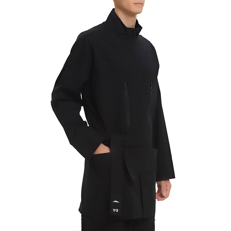Men's Y-3 mid-length Stand Collar Casual Jacket Black GK4795 - 6