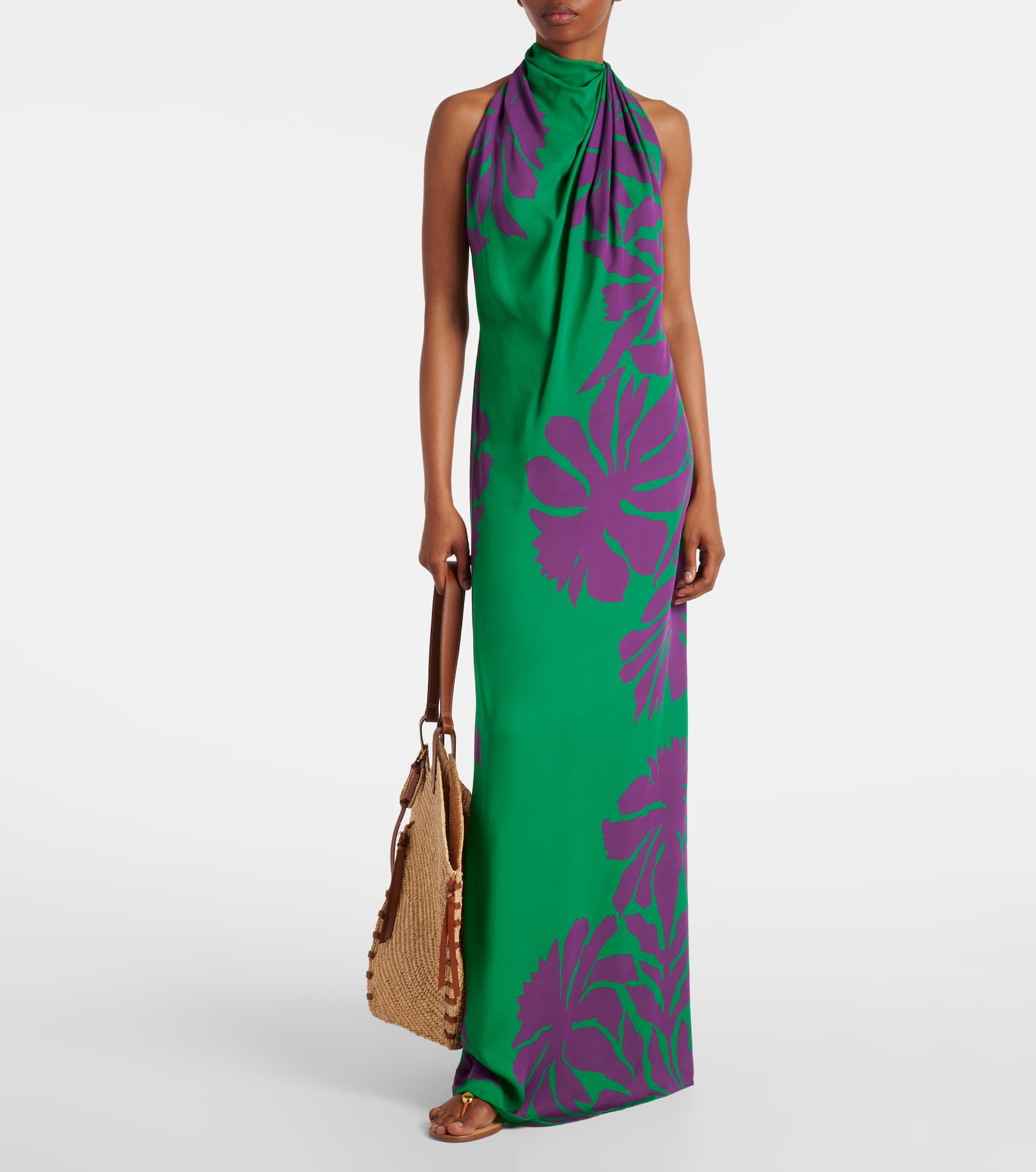 Halterneck printed silk gown - 2