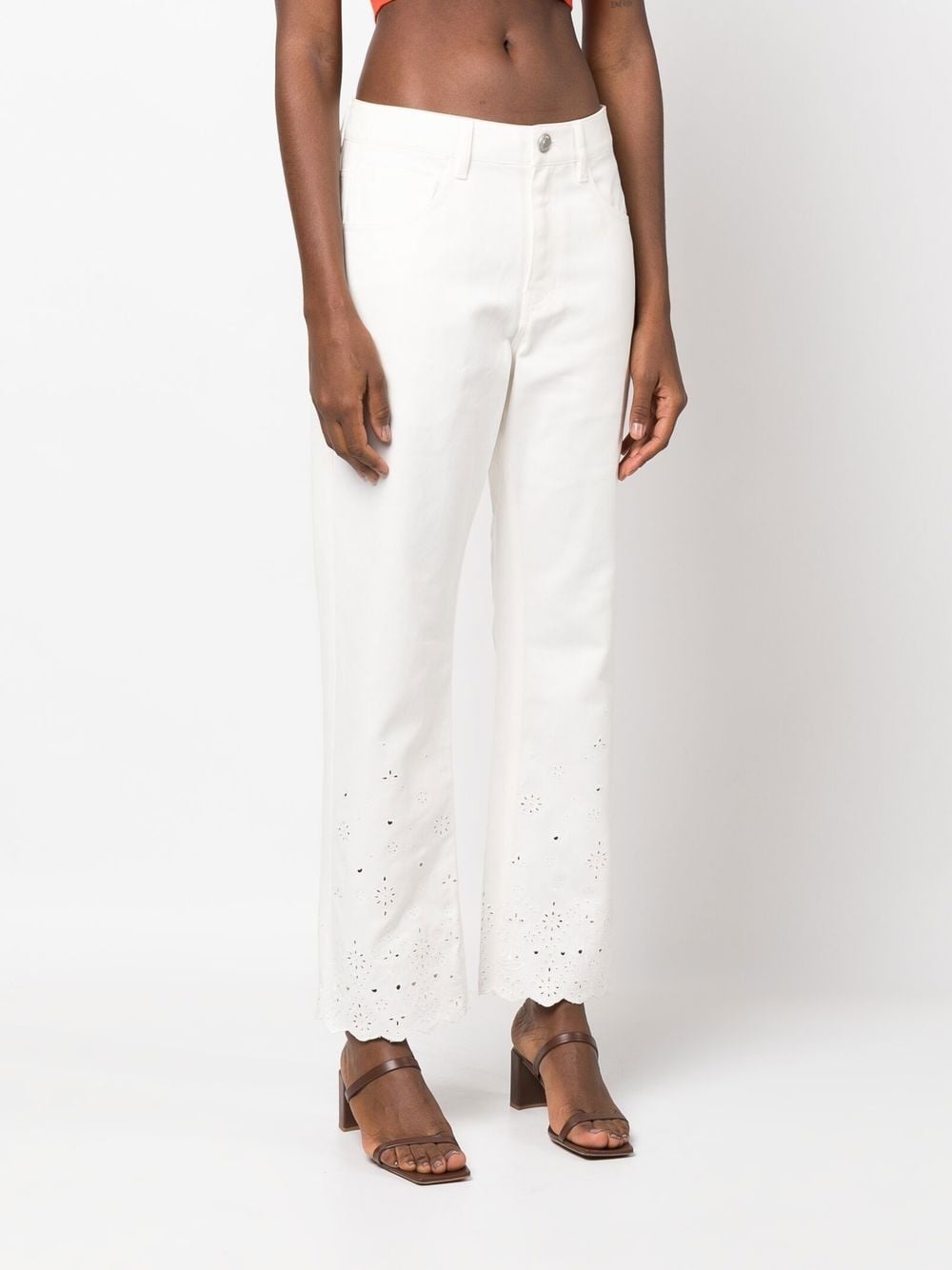 Noemie eyelet-embroidered straight jeans - 3