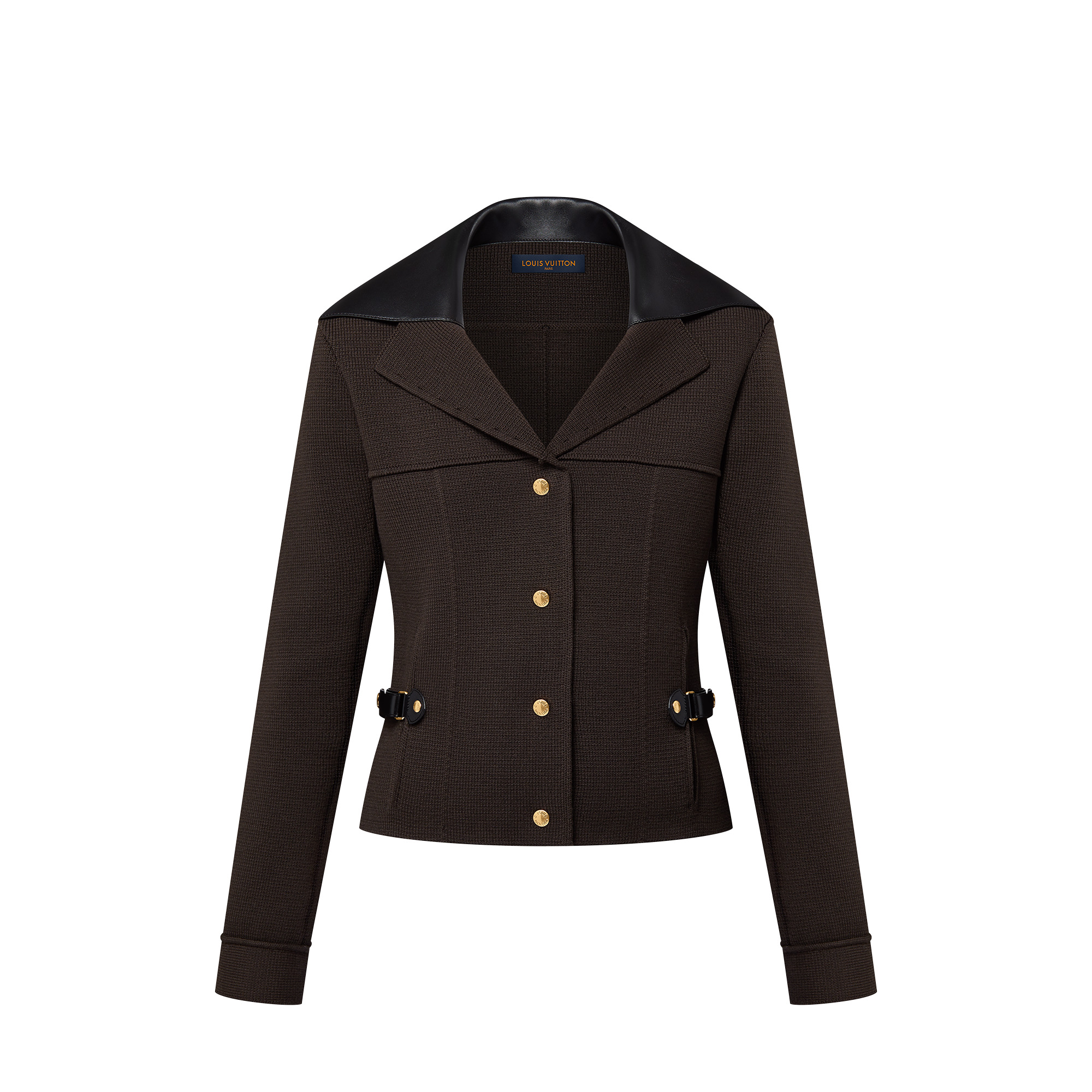 Leather Accent Knit Jacket - 1