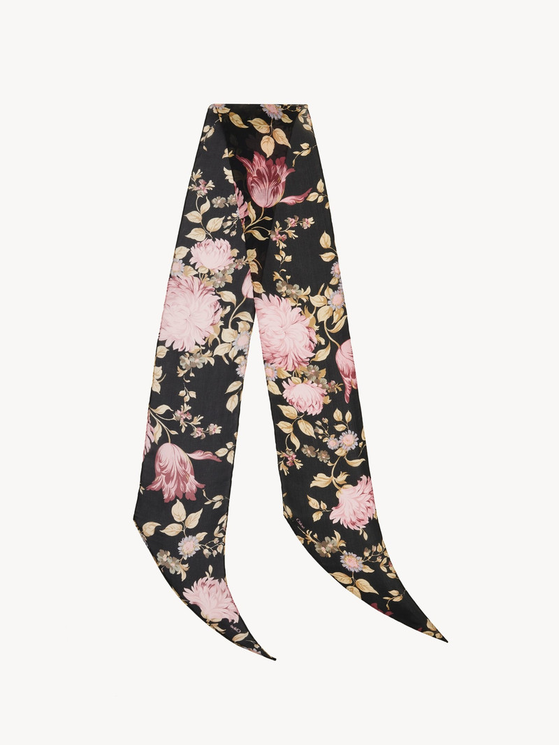 THE CHLOÉ PEONIES BANDEAU SCARF IN SILK CHARMEUSE 1