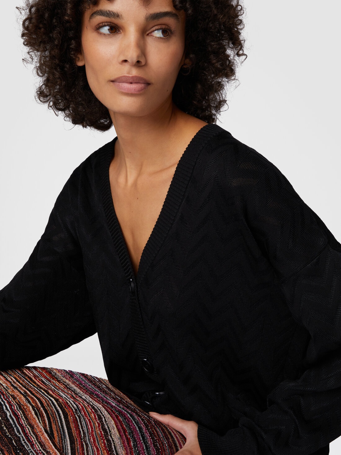 Tonal chevron oversized cardigan - 5