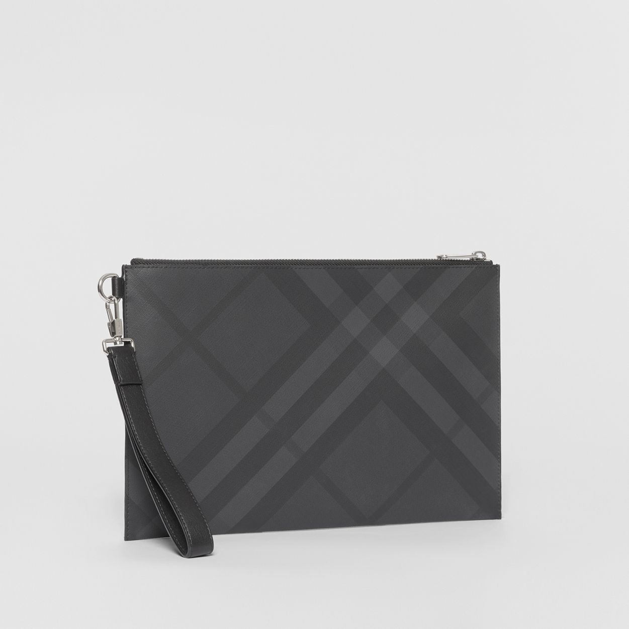 London Check and Leather Zip Pouch - 6