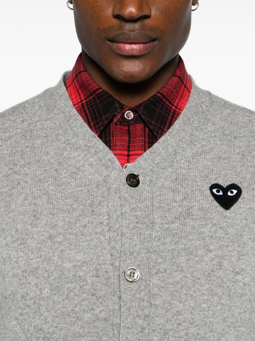 logo patch v-neck cardigan - 6