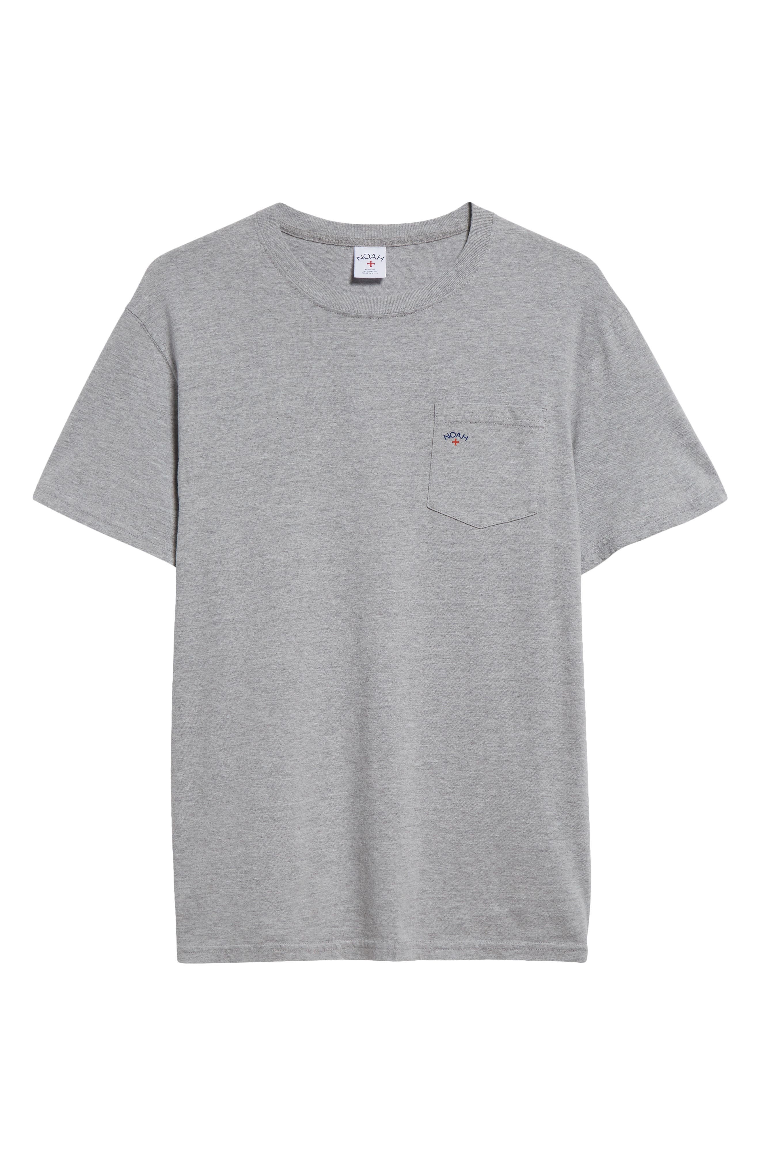 Noah Core Logo Cotton Pocket T-Shirt in Heather Grey at Nordstrom - 5