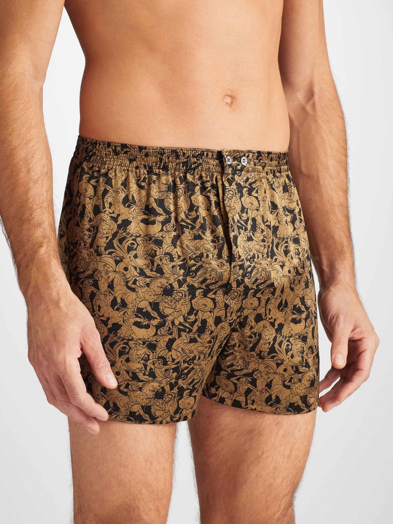 Men's Classic Fit Boxers Brindisi 108 Silk Satin Black - 2